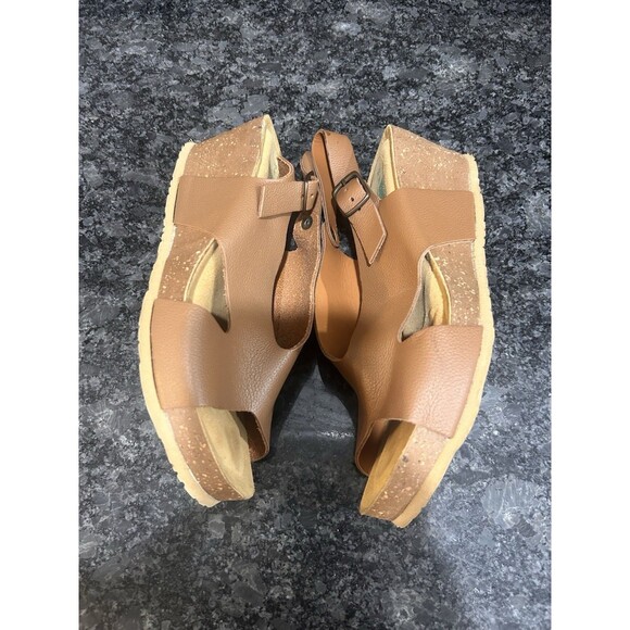 BioNatura Tessa Tan Leather Wedge Sandals Women’s Size 39 8 Support Classic Boho - Picture 6 of 8